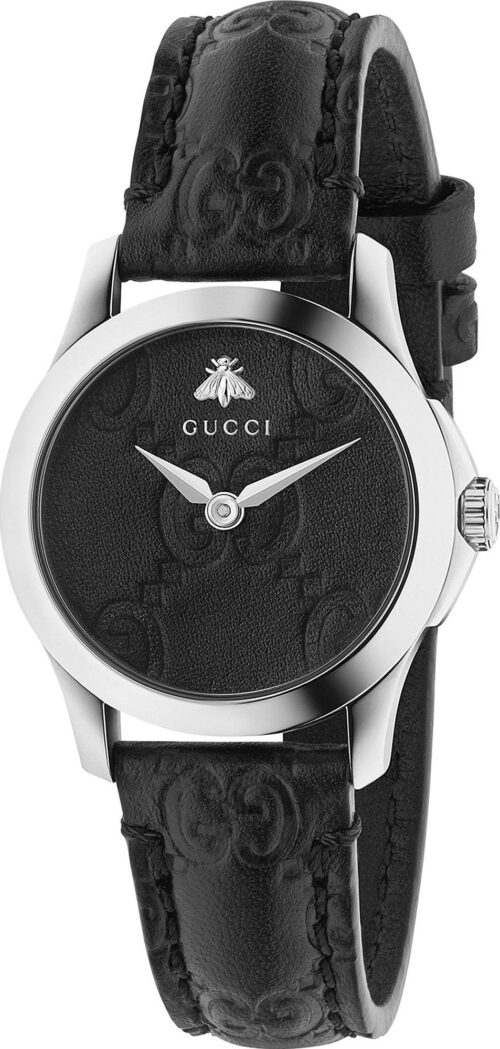 Gucci G-Timeless Black Leather Watch 27mm